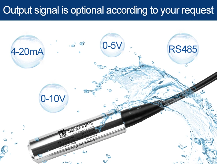 Qdy30A Analog DC12V 24V 4-20mA RS485 Hydrostatic Smart Submersible Stainless Steel 316 Tank Water Level Sensor