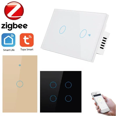 Tuya Touchscreen Smart Light Switch 2 Gang Zigbee Toggle Light Switch